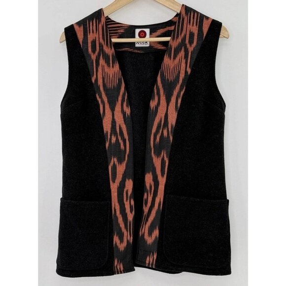 Noot Art Gallery Dark Gray & Red Art To Wear Vest Bohemian Artsy See Measure - Picture 2 of 9